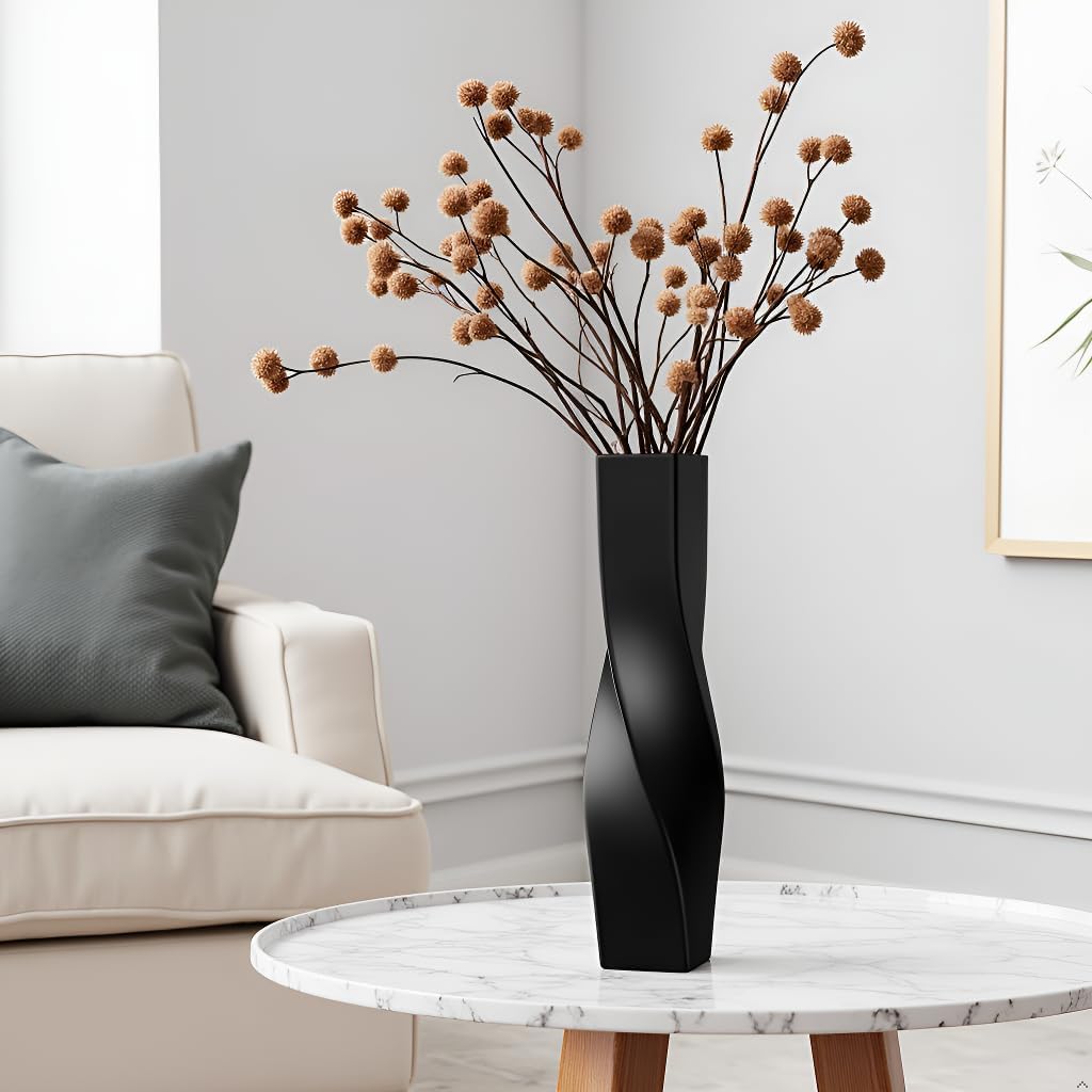 Modern Black Flower Vase — 16.34" - View 4