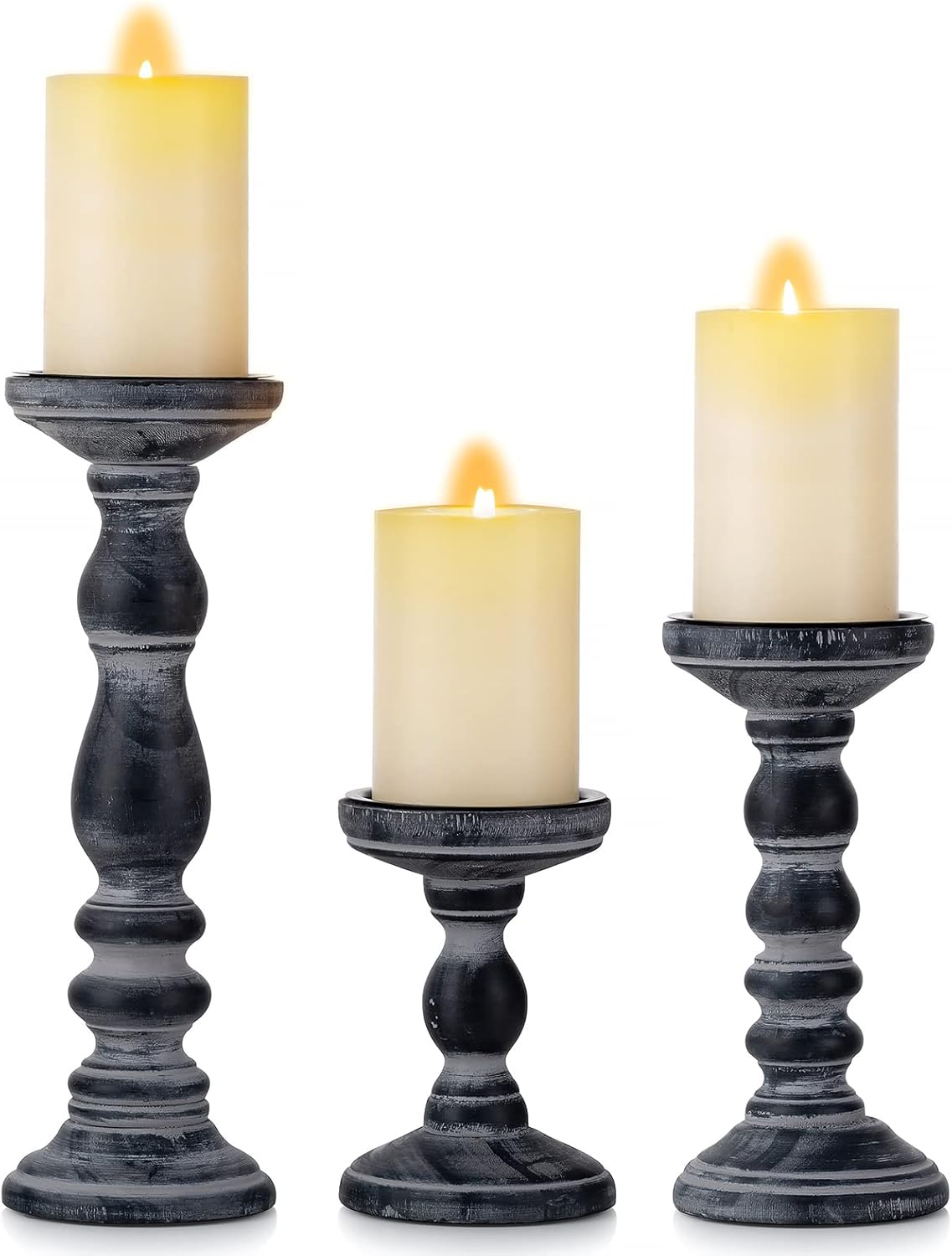 Farmhouse Black Pillar Candle — 6" — Black