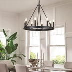 Round Farmhouse Metal Chandelier — 24" - View 8