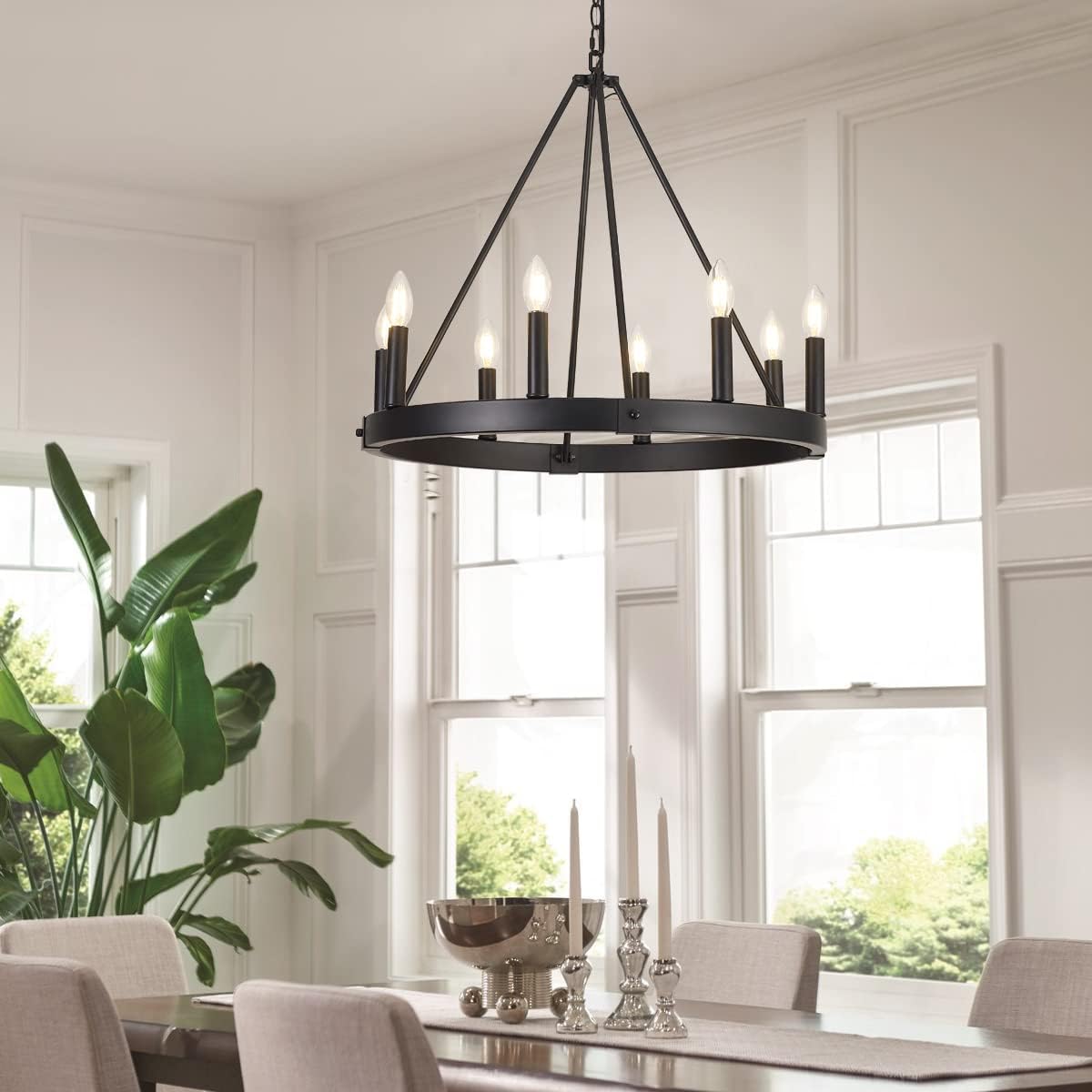 Round Farmhouse Metal Chandelier — 24" - View 8