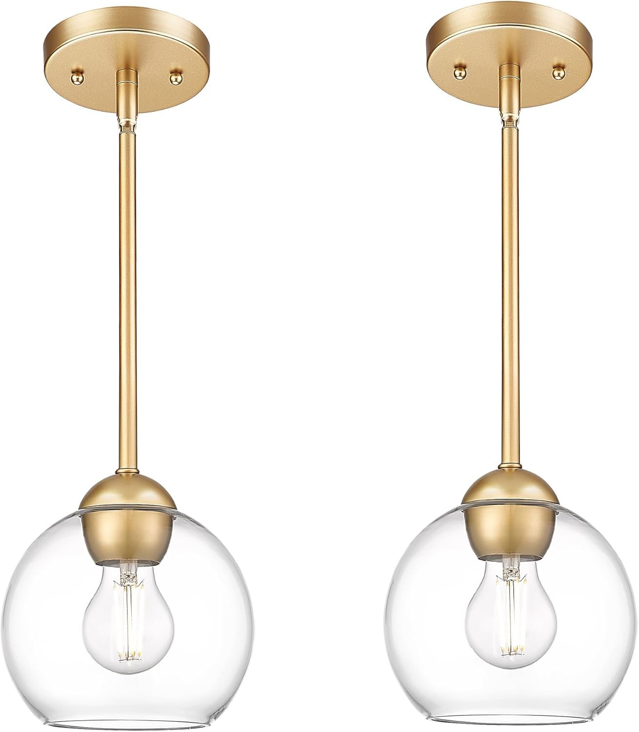Luxe Black Pendant Light — 1-Light — Gold - 2PC