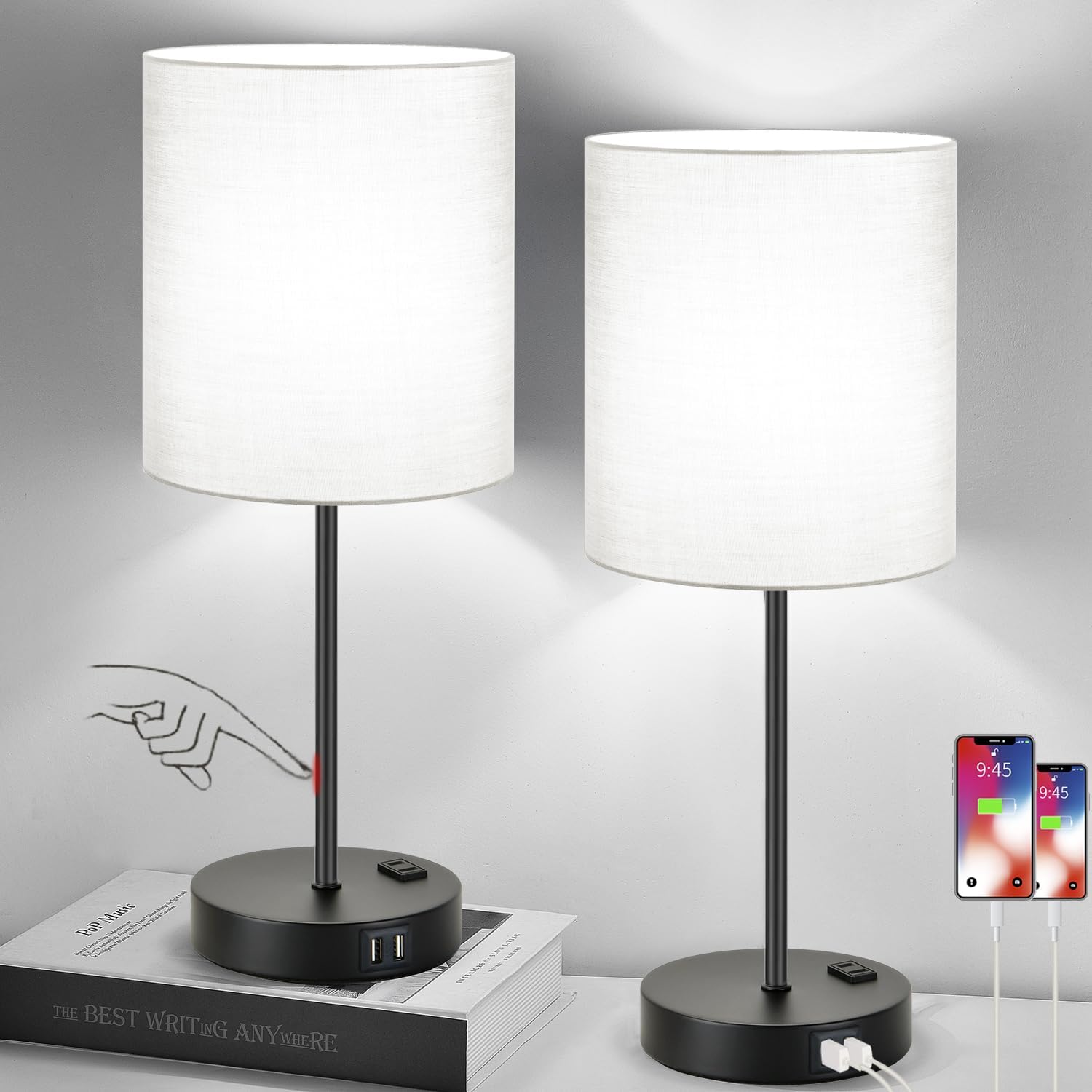 Dimmable Beige Smart Bulb — Set of 2 — (2 Pack)Gray & Matte Black(Base)-5000K Bulbs Included