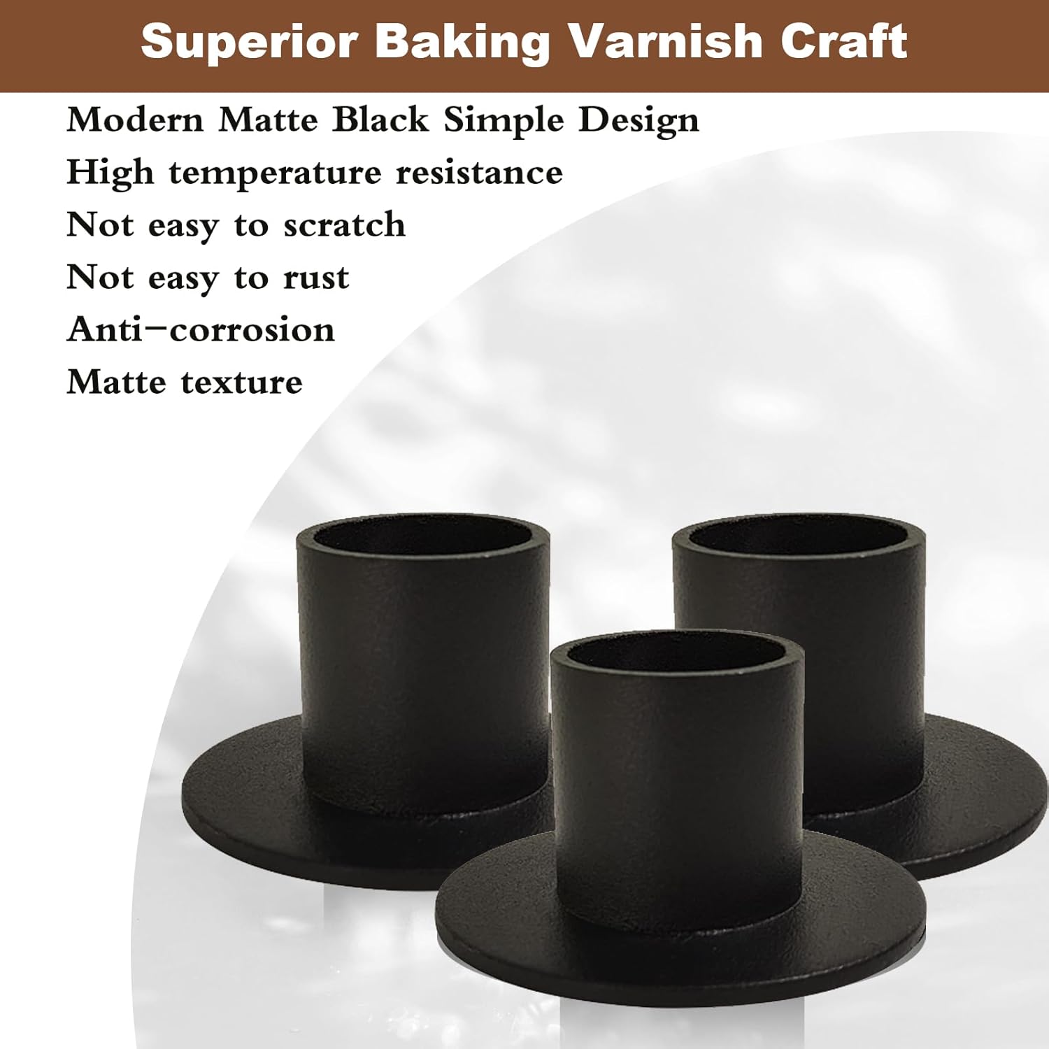Round Black Pillar Candle — Set of 4 - View 3
