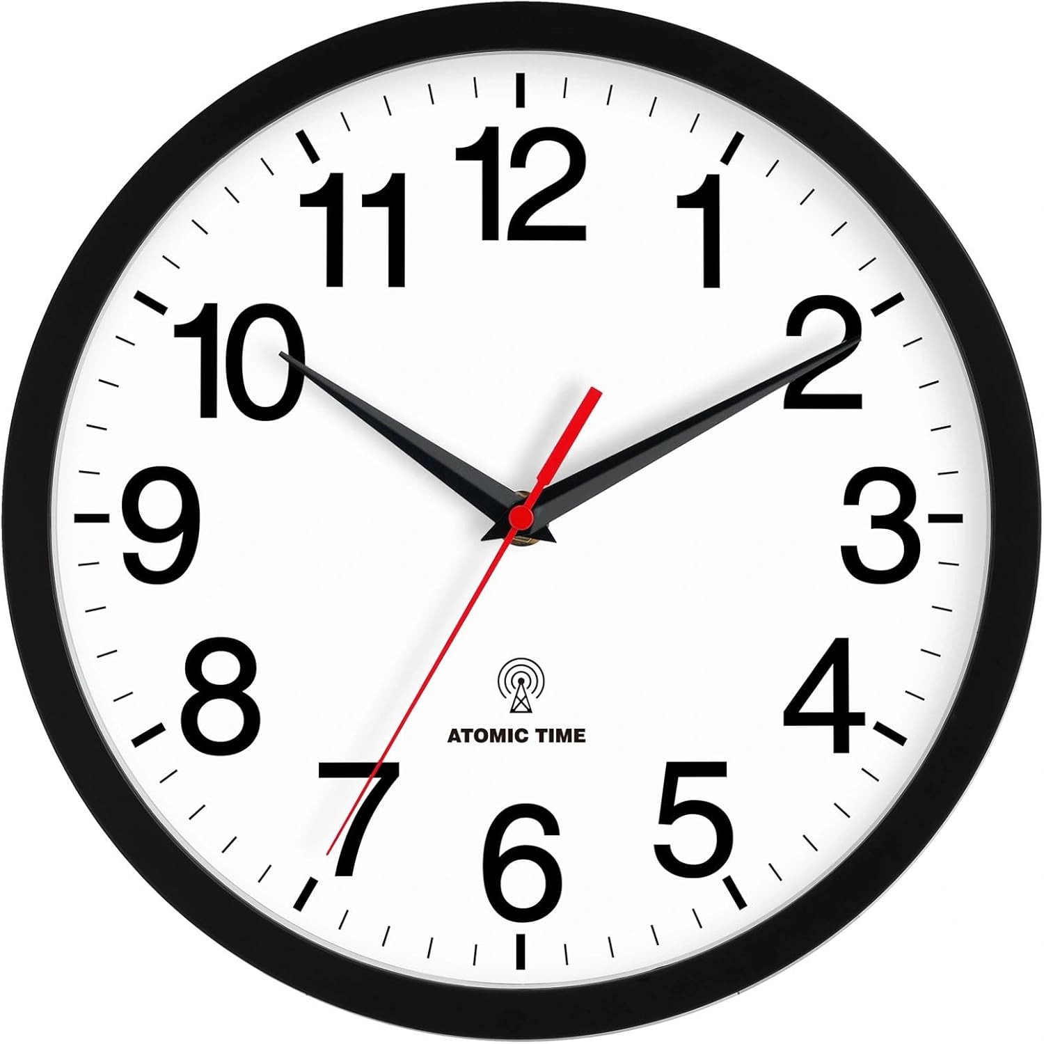Battery Operated Modern Black Wall Clock — 8" — Atomic_black