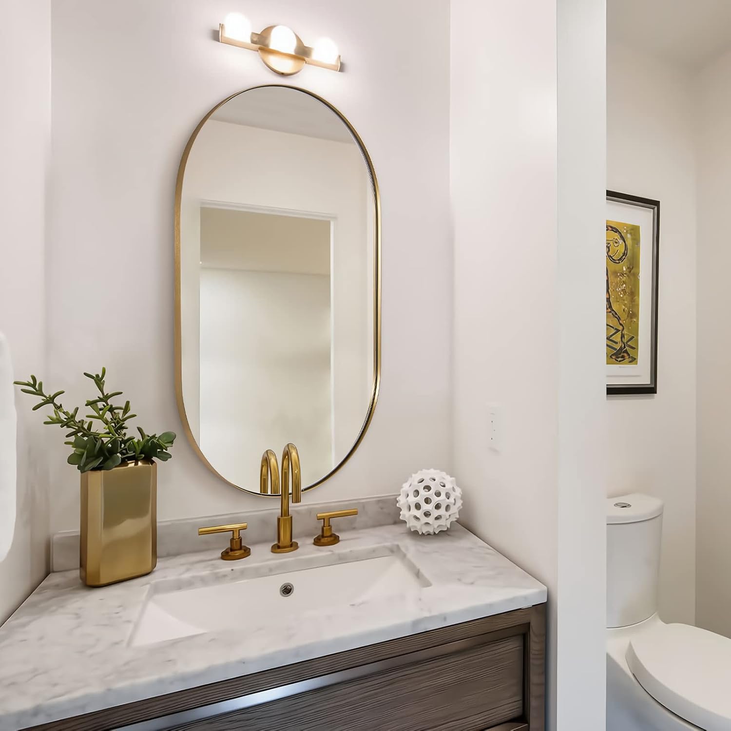 Oval Luxe Black Mirror — 1" — Gold