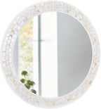 Framed White Round Mirror — 24" — White