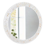 Framed White Round Mirror — 24"