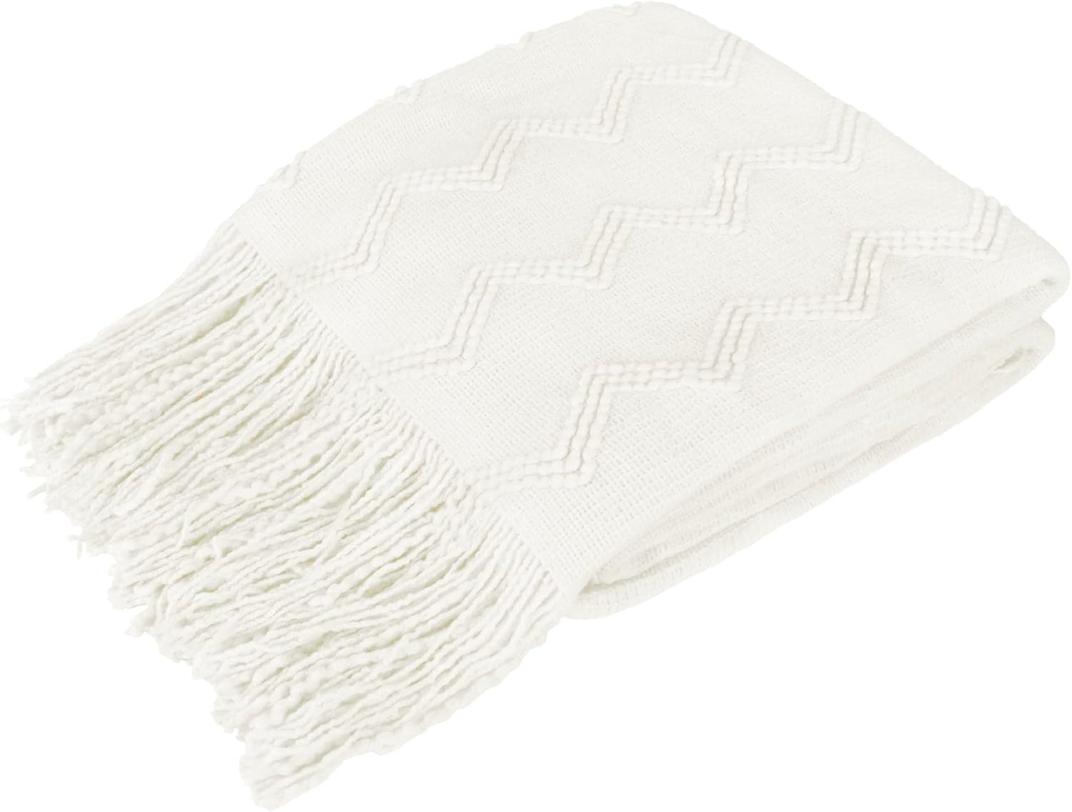 Knit Boho Beige Throw Pillow — 60" — White