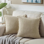 Boho Beige Throw Pillow Cover — 20" — 22" x 22" (Pack of 2)