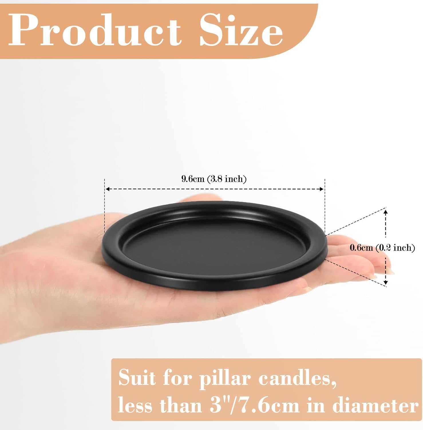Black Pillar Candle — 3.8" - View 4
