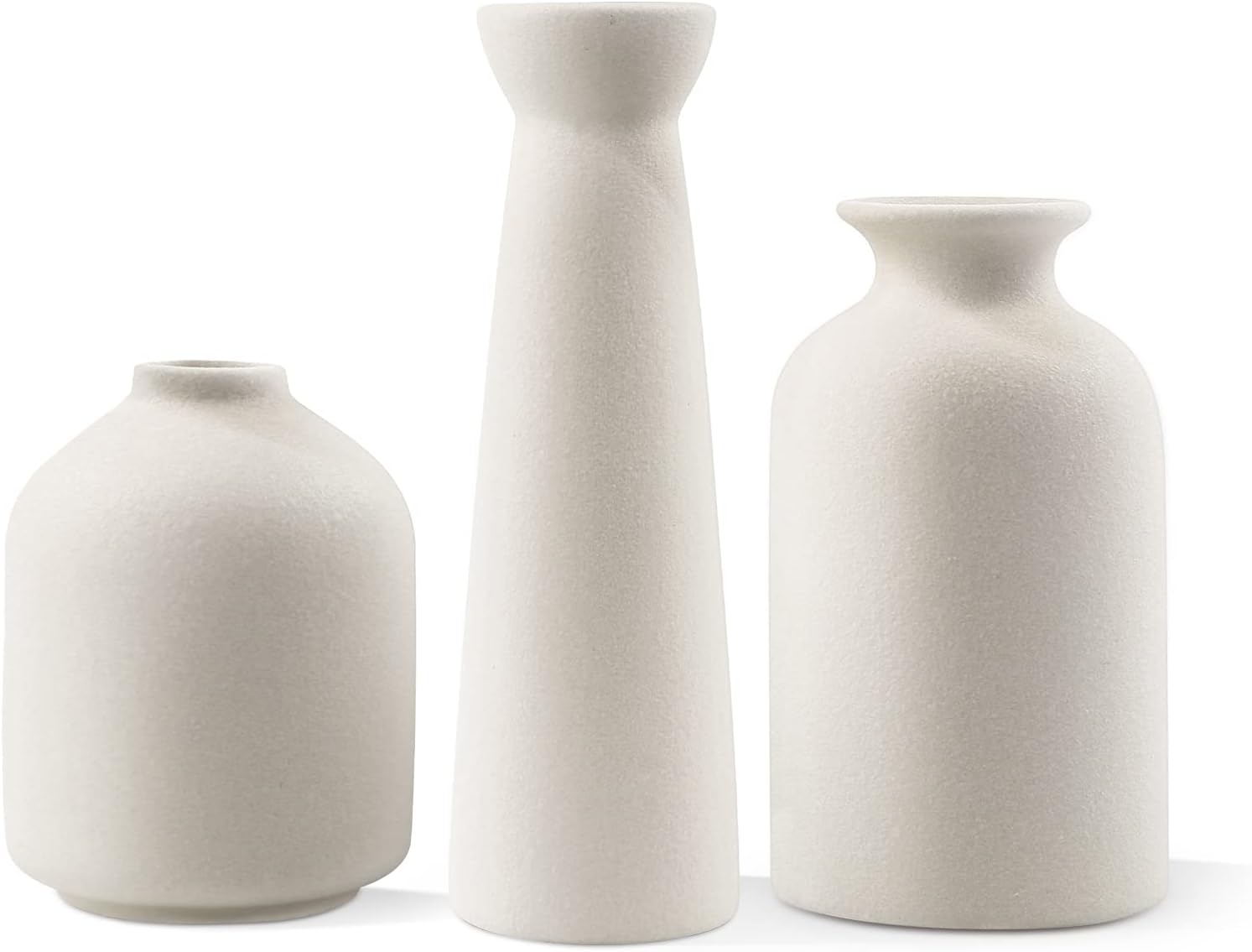 Boho Beige Vase — White