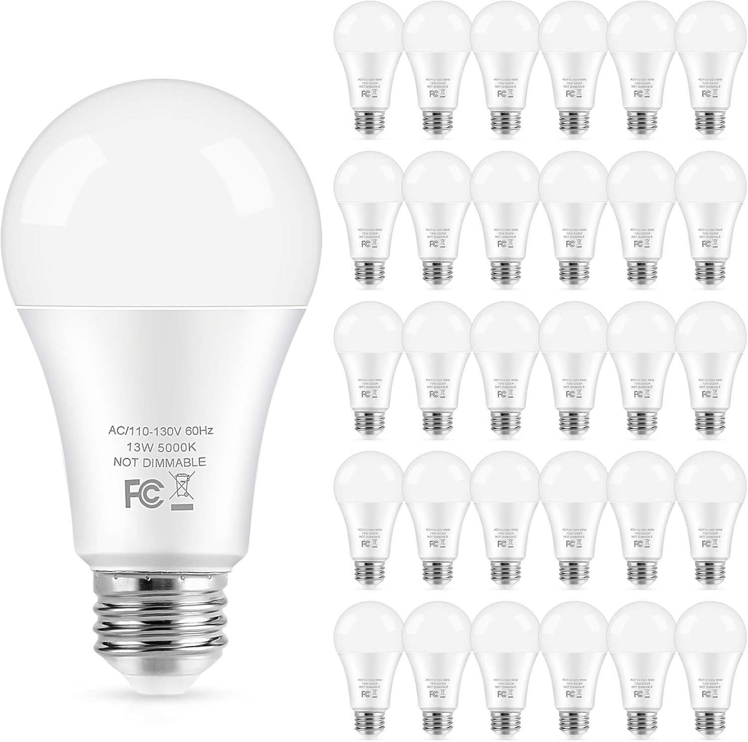 Dimmable Beige LED Bulb — Set of 1 — 5000k Daylight White