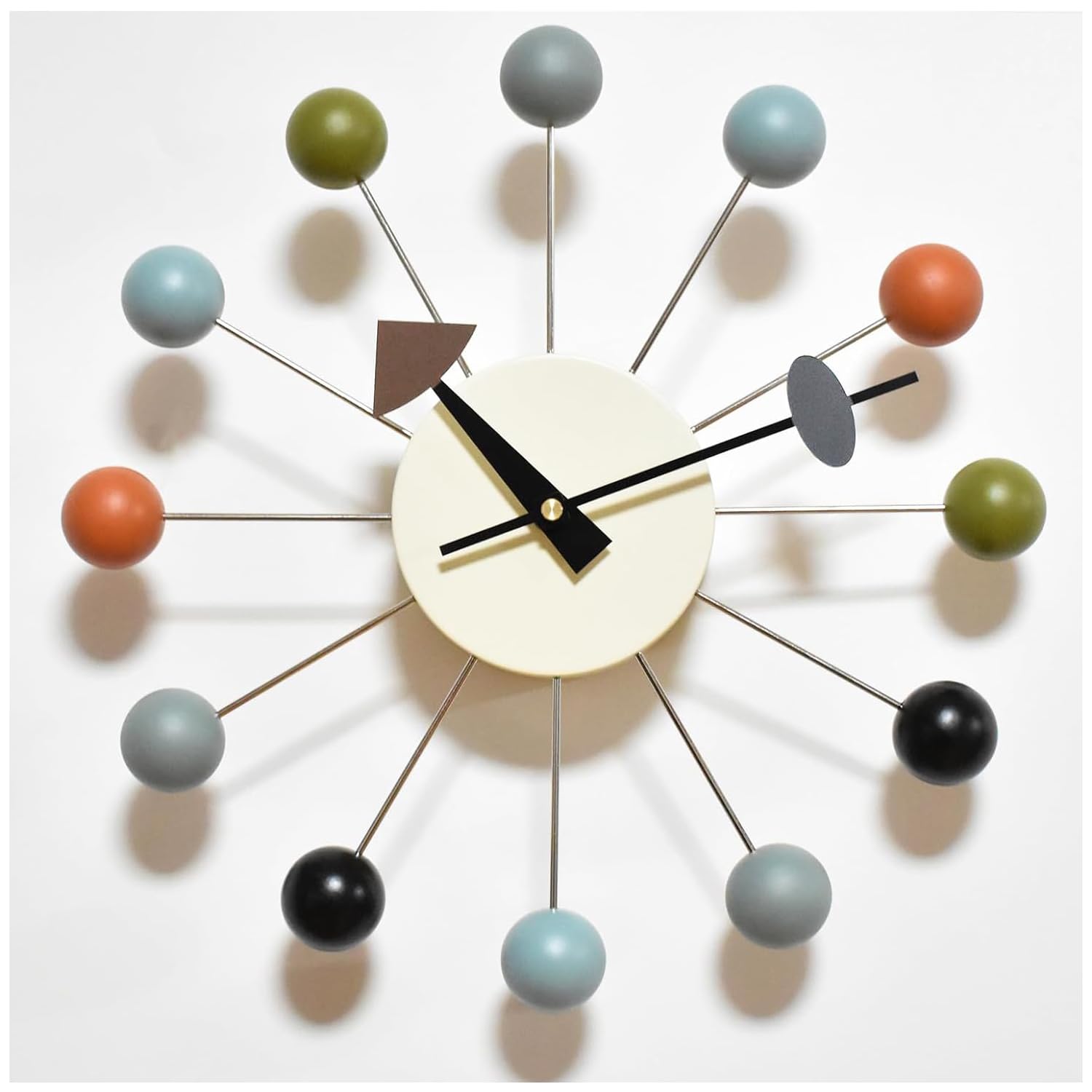 Battery Operated Mid-Century Wood Wall Clock — 13"