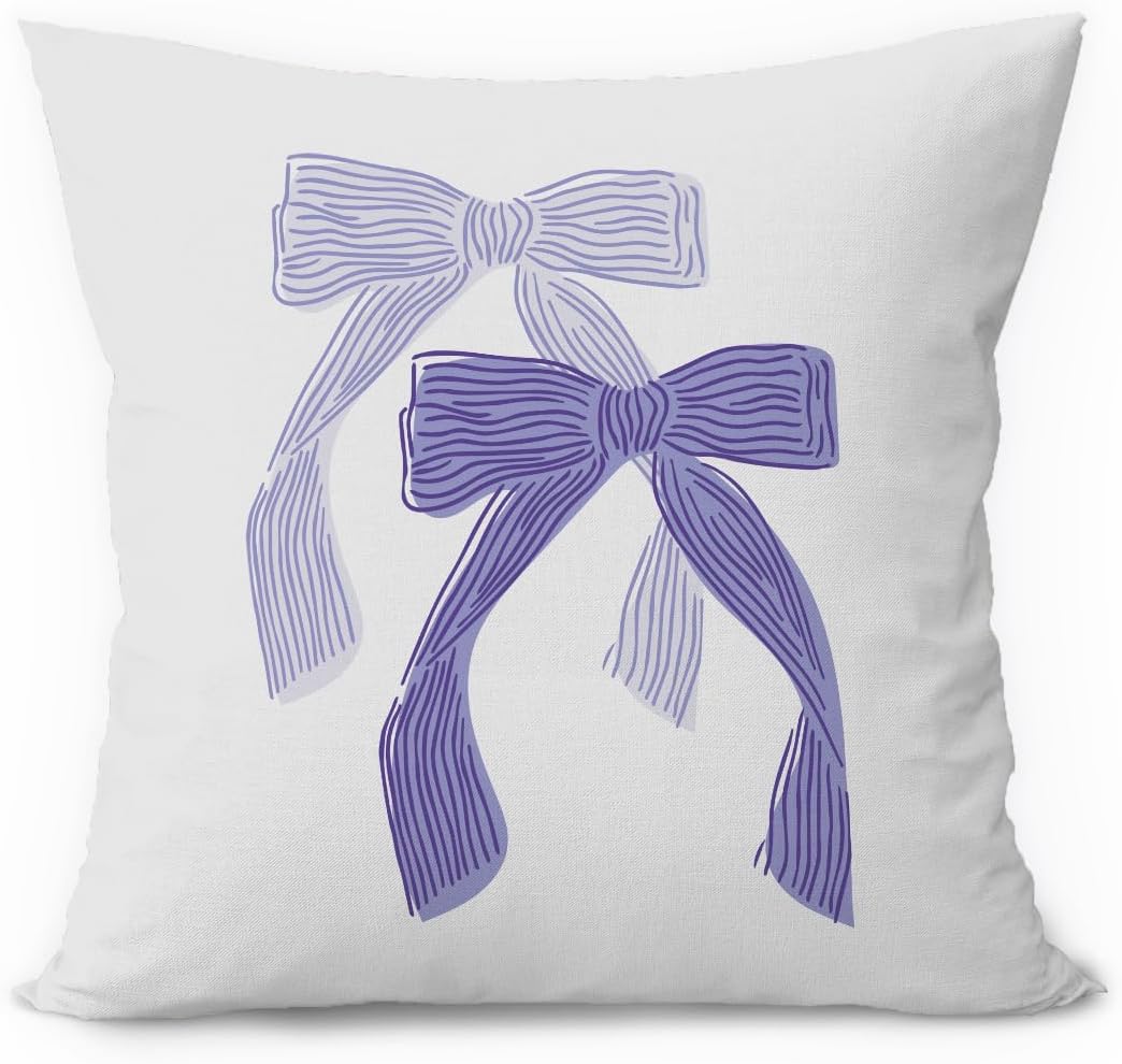 Boho Blue Pillow Cover — 18x18 — 02-bow(purple)