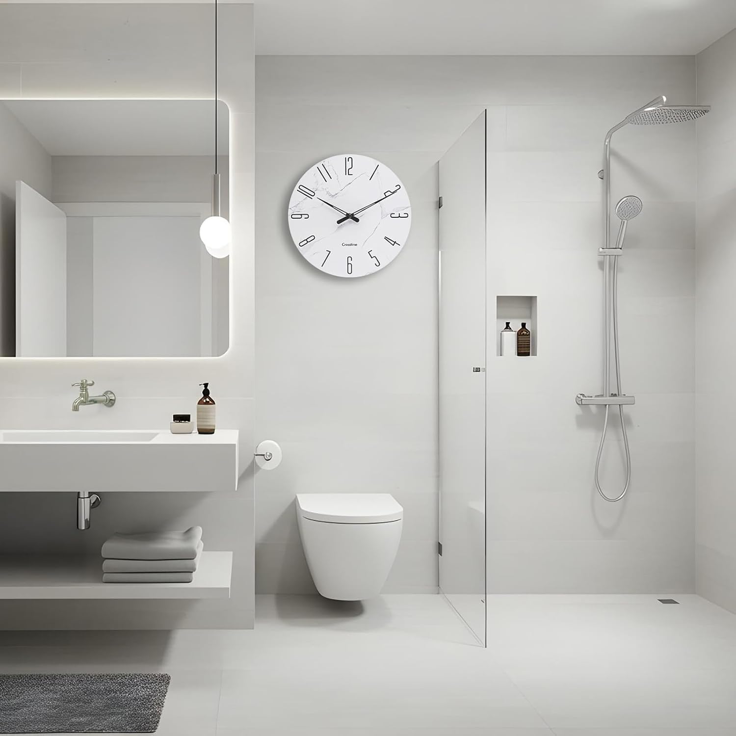 Battery Operated Luxe White Wall Clock — 12" - View 9