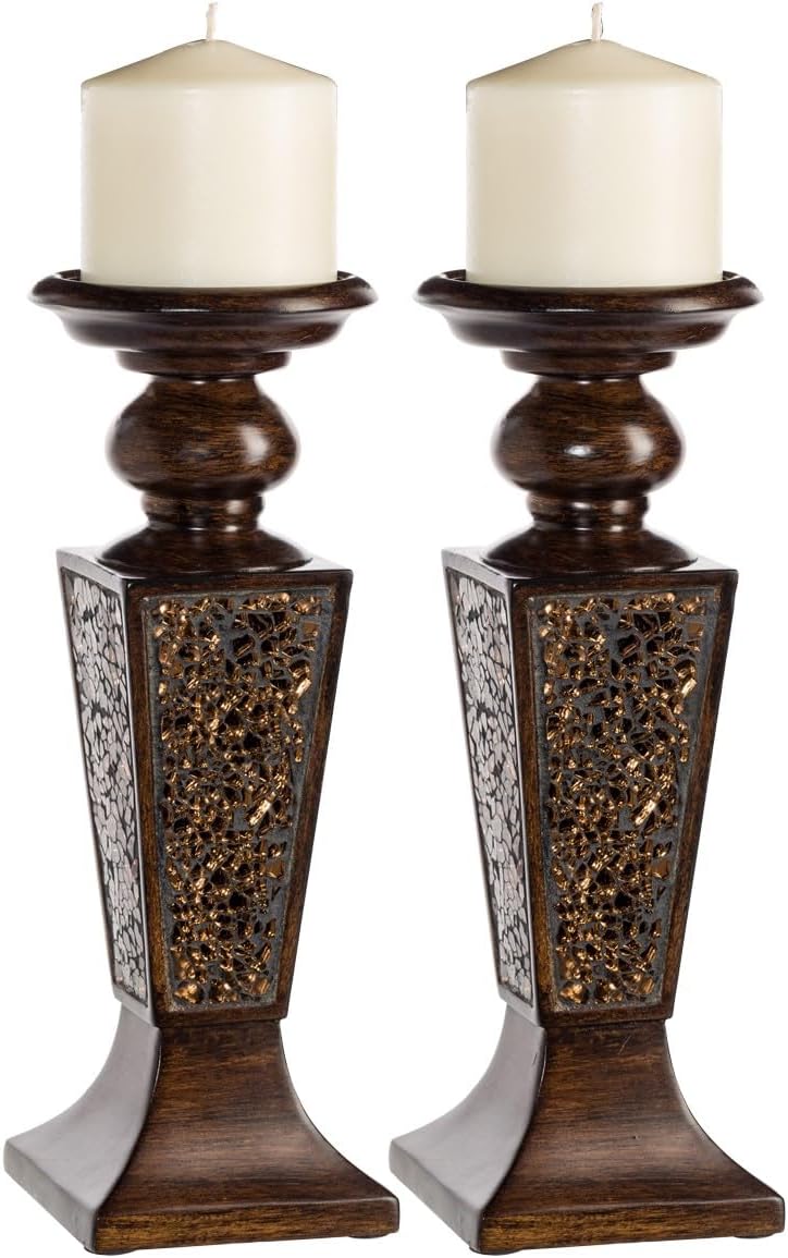 Wax Pillar Candle — Set of 2 — Candle Holders - 2 Pack