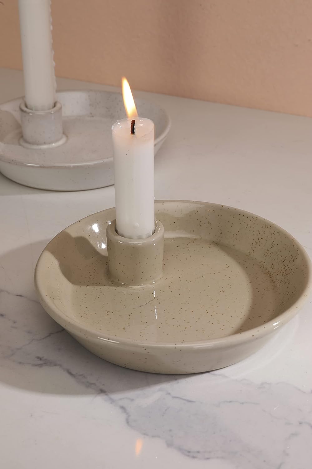 Round Boho White Candle - View 8