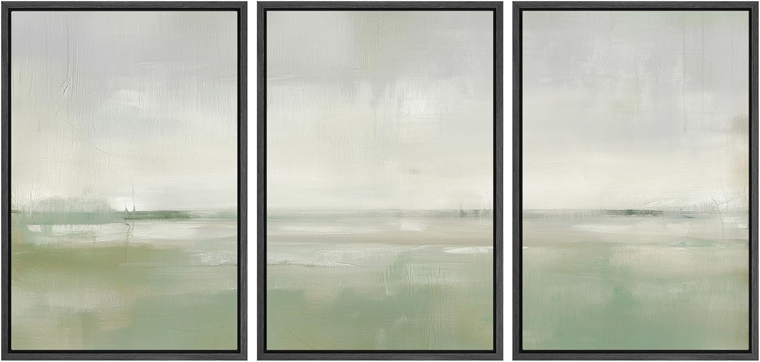 Framed Modern Fabric Wall Art — 24" — 16"x24"x3 Panels Black