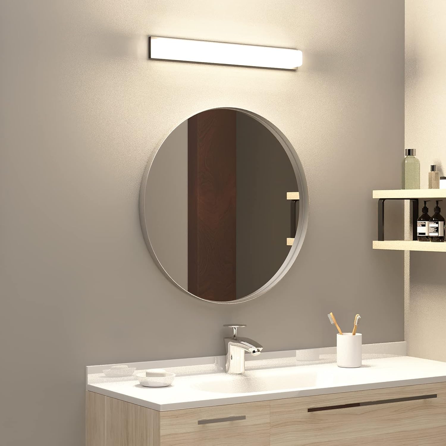 Framed Metal Round Mirror — 28" - View 7