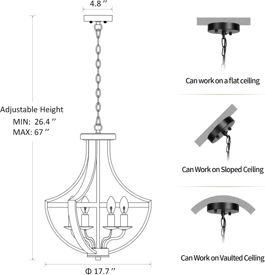 Adjustable Farmhouse Wood Chandelier — 5-Light - View 7