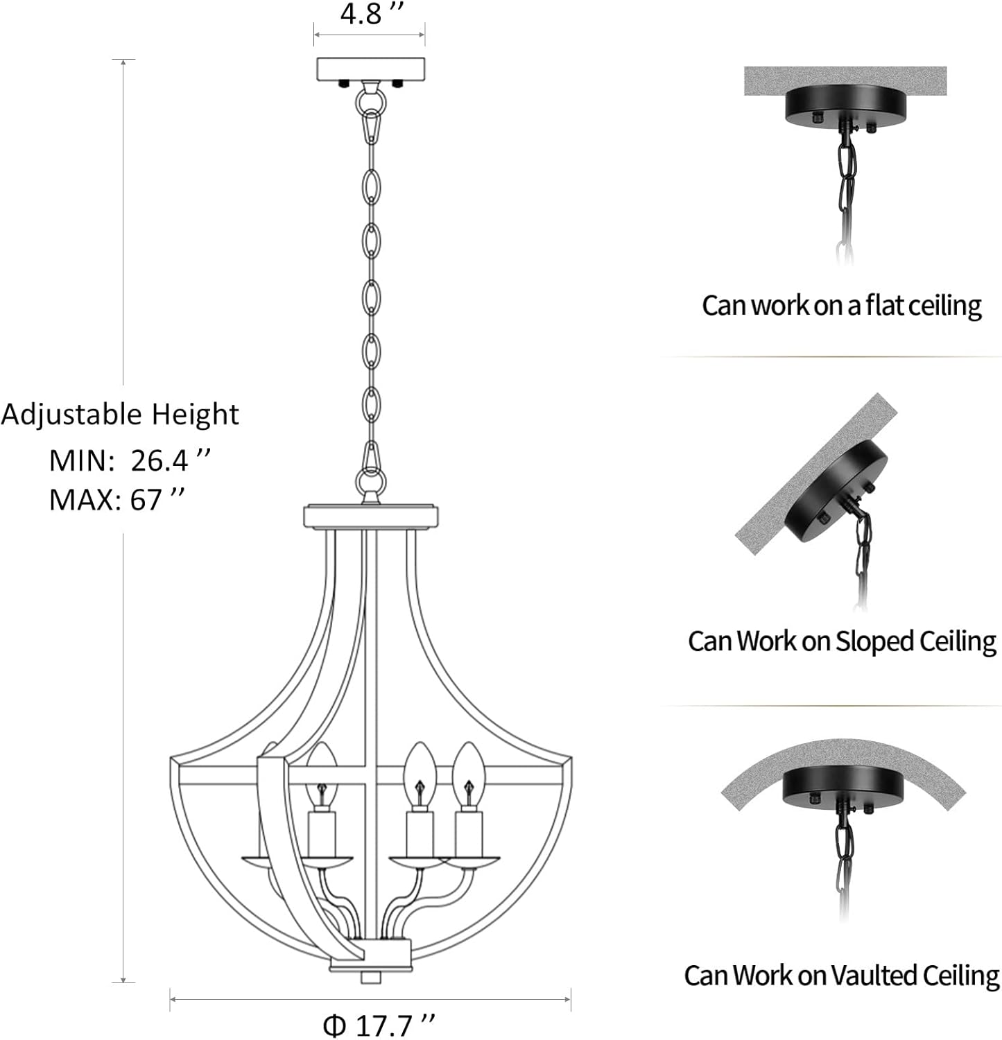 Adjustable Farmhouse Wood Chandelier — 5-Light - View 7