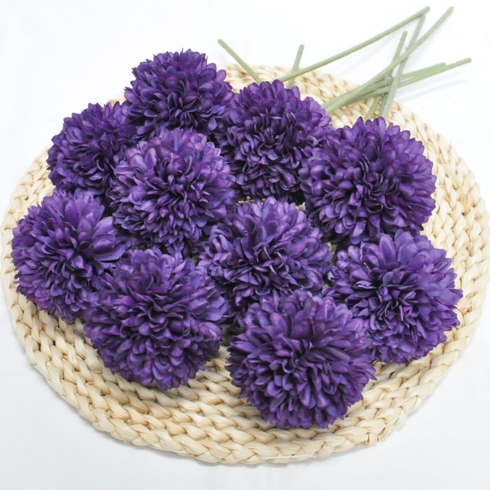 Pom Pom Beige Artificial Plant — Purple
