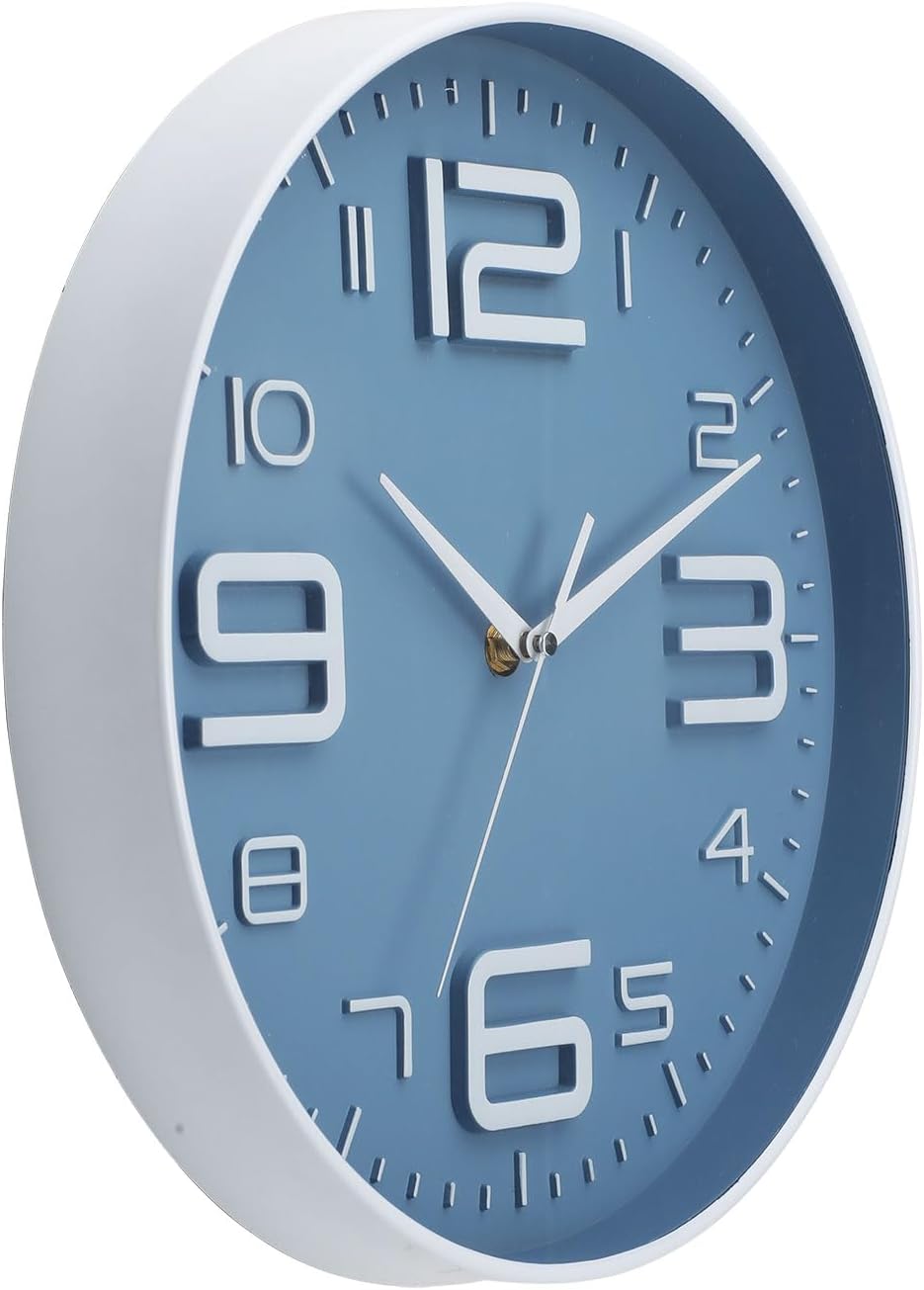 Round Modern Grey Wall Clock — 12" - View 3