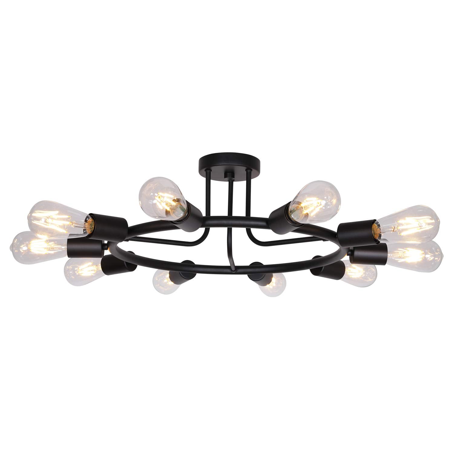 Vintage Mid-Century Black Chandelier — 10-Light