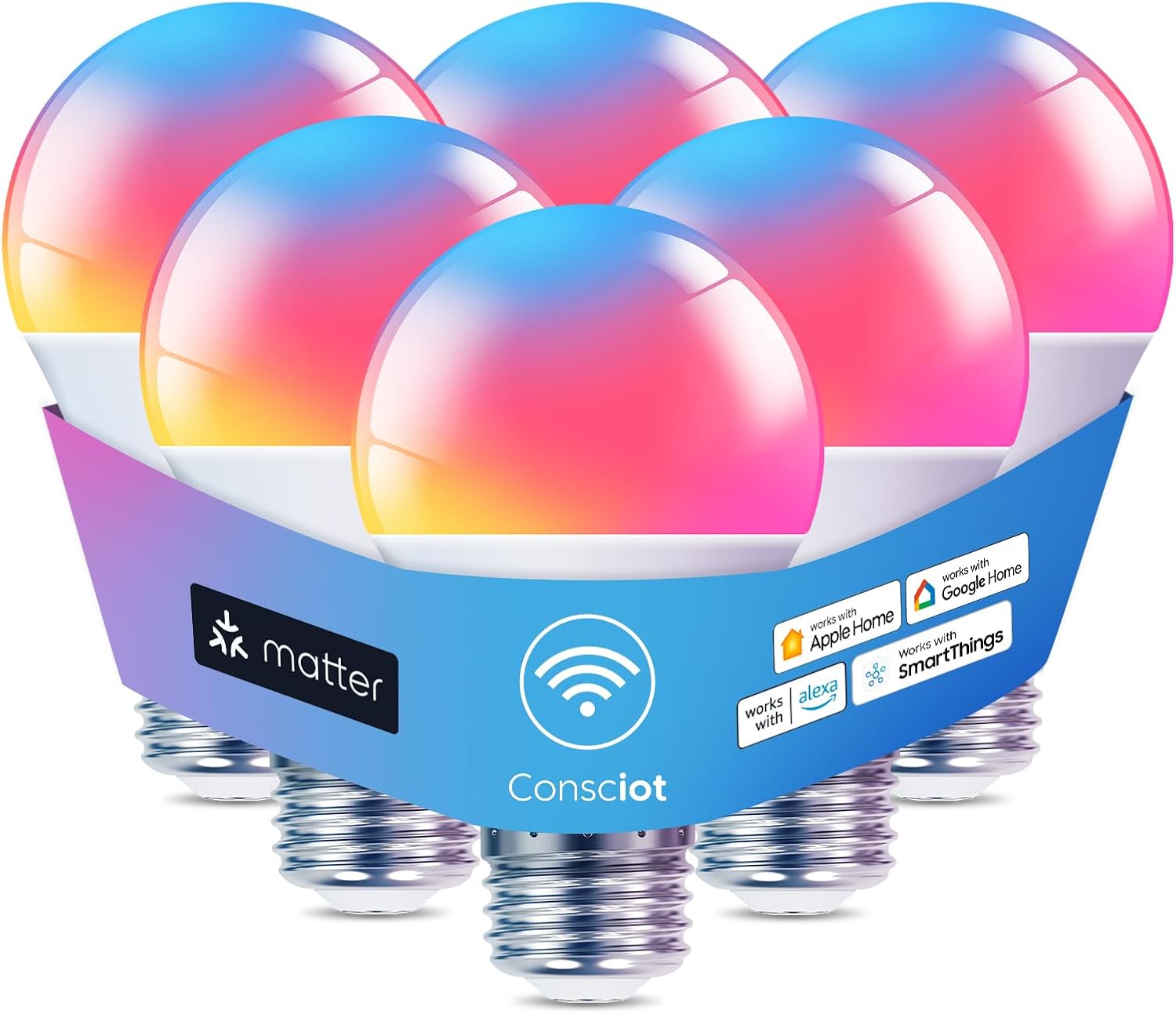 WiFi Beige Smart Light Bulb — 6 Pack