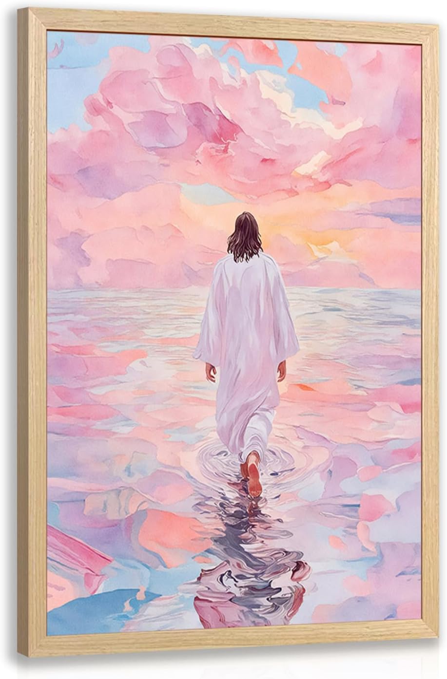 Framed Metal Wall Decor — 16" — JesusBack(Wood)