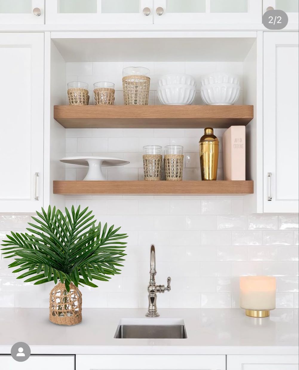 Farmhouse Glass Artificial Plant — 14.2" - View 6