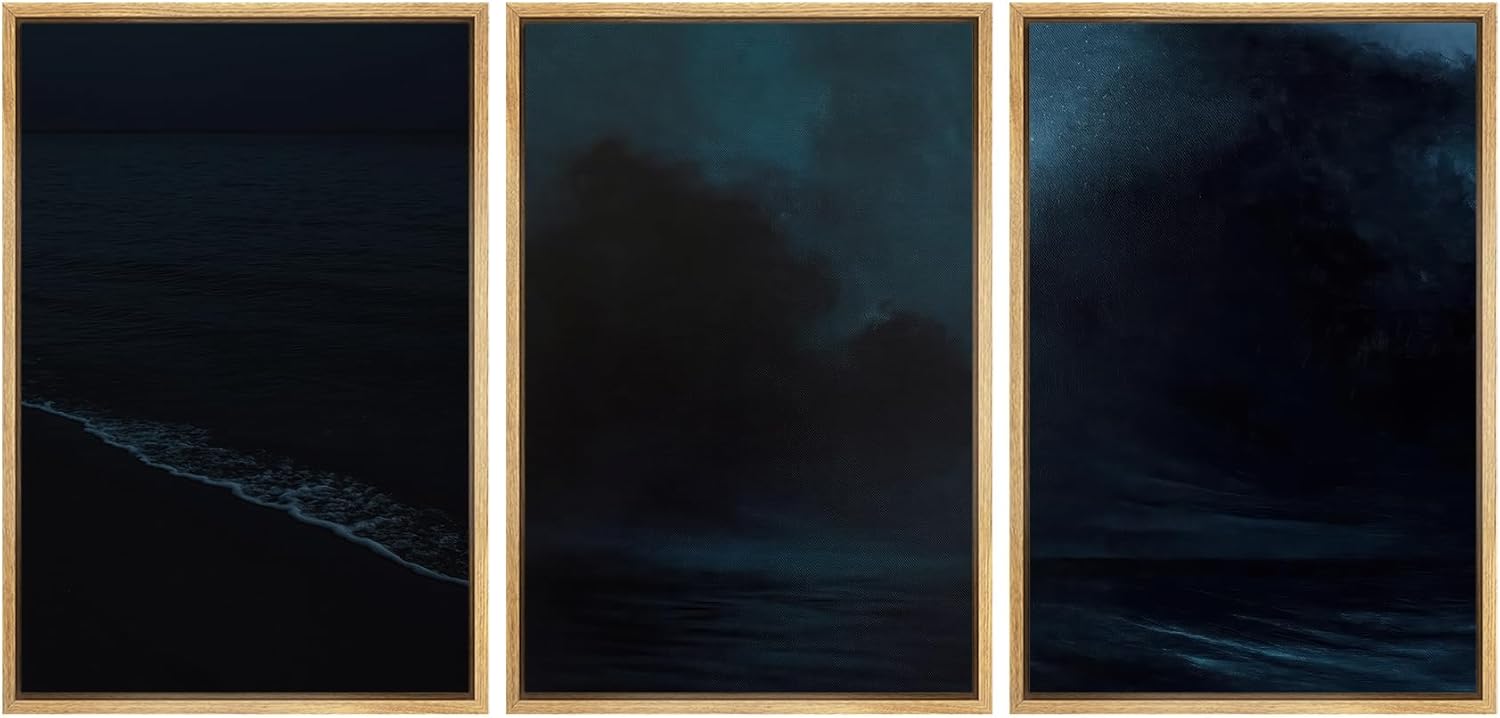 Modern Framed Wall Art — 16" — 16"x24"x3 Panels Natural