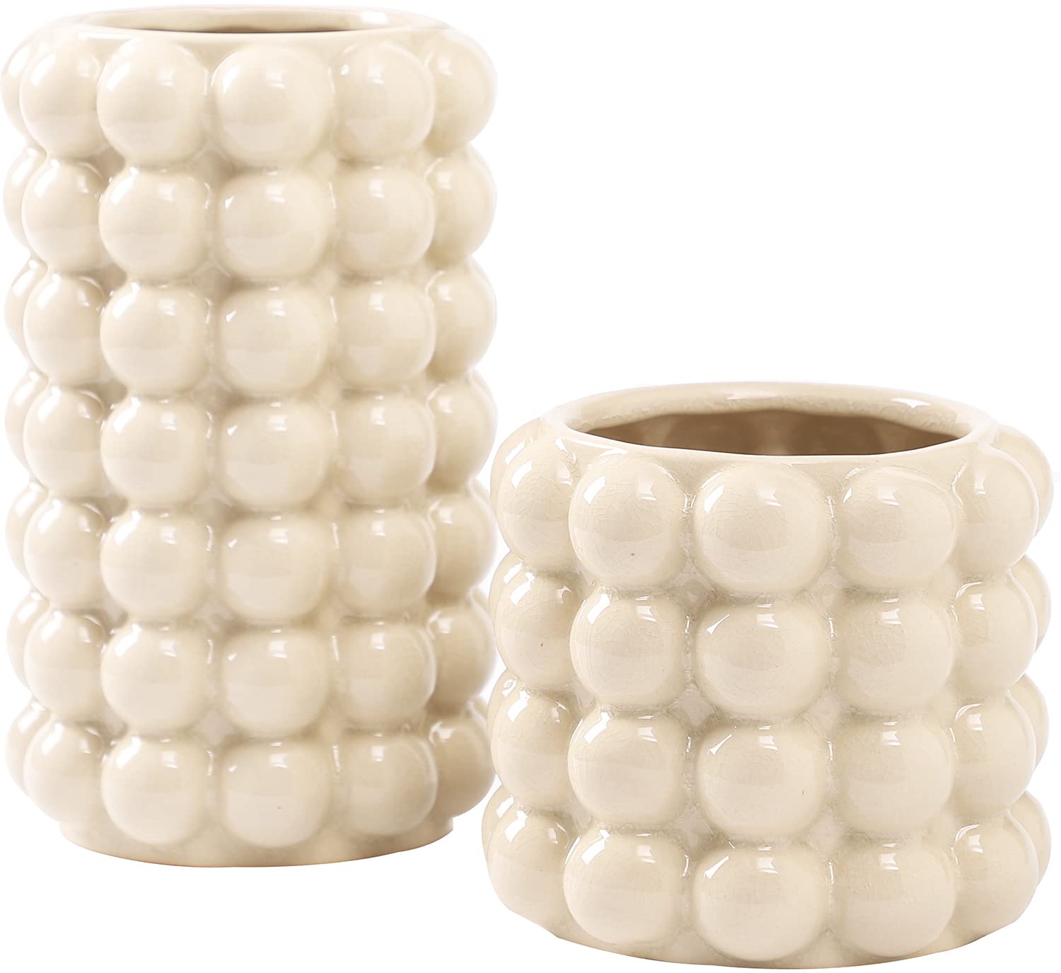Boho Beige Flower Vase — Set of 2