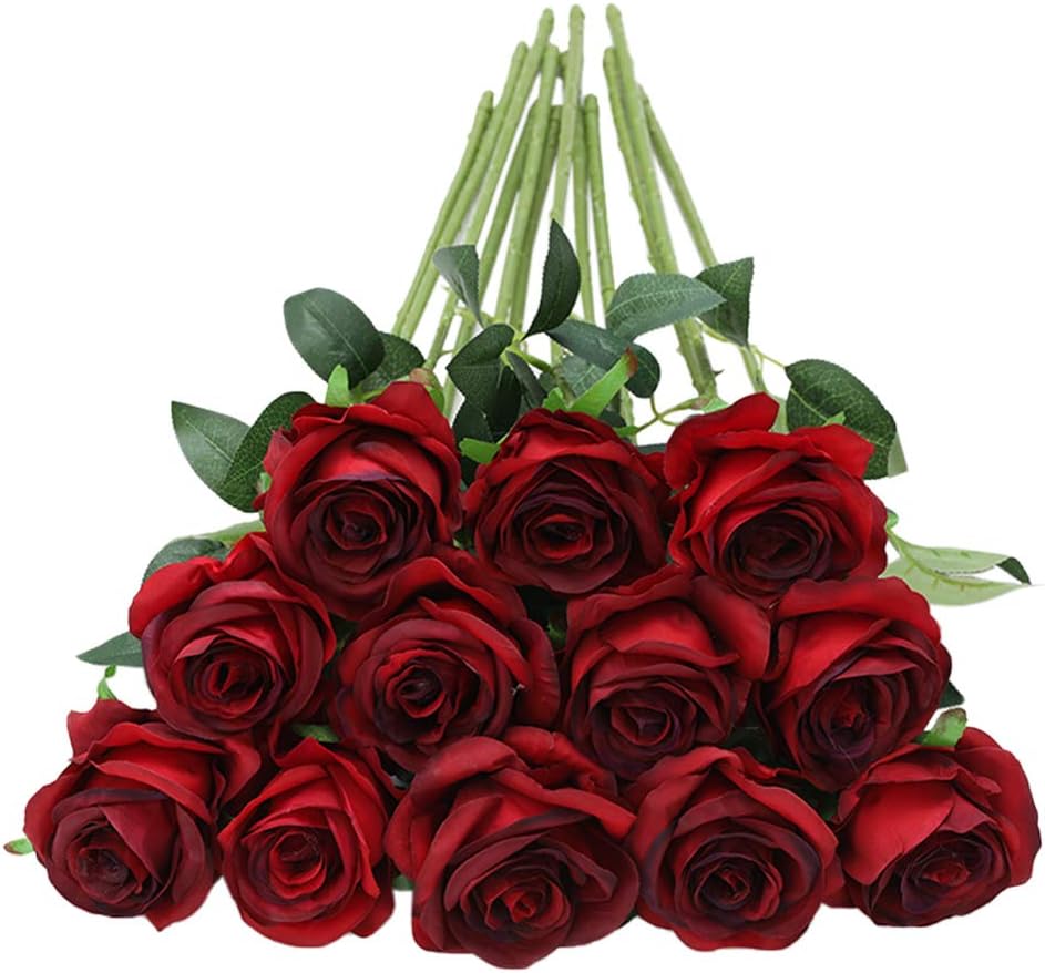 Black Artificial Flowers — Burgundy Red