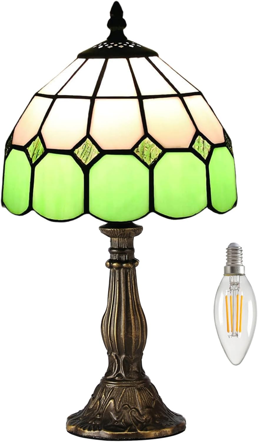 Vintage Blue Bedside Lamp — 8" — Green