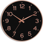 Battery Operated Luxe Black Wall Clock — 8" — 8 Inch