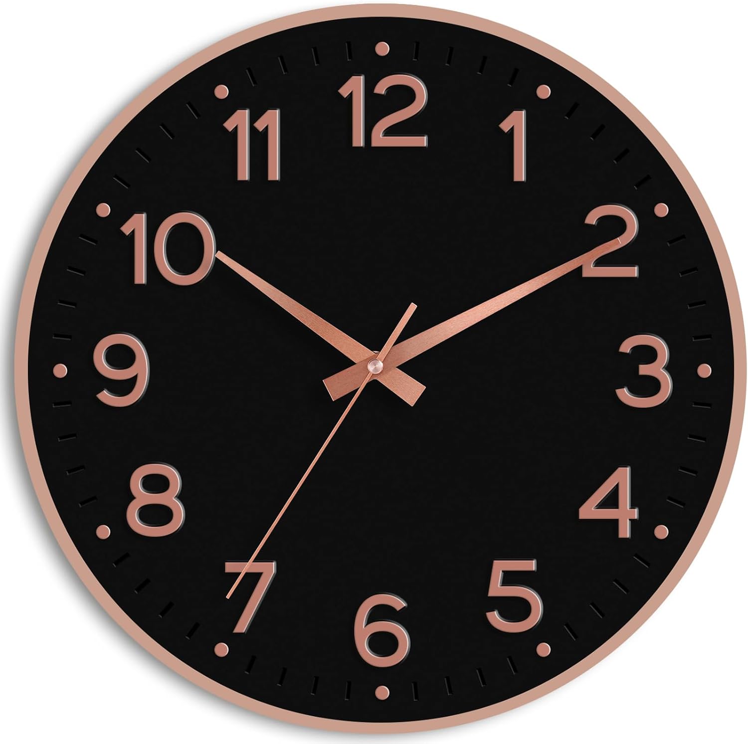 Battery Operated Luxe Black Wall Clock — 8" — 8 Inch