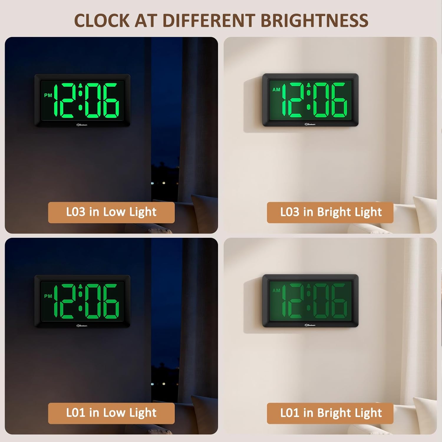 Battery Operated Modern Green Wall Clock — 3.2" - View 6