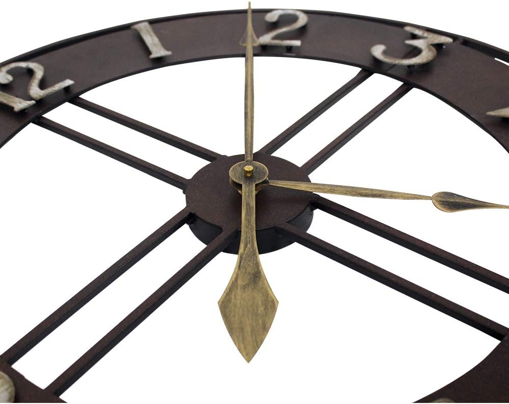 Vintage Farmhouse Brown Wall Clock — 30" - View 4