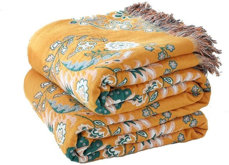 Farmhouse Blue Throw Pillow — 60" — Yellow Flower