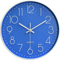 Battery Operated Black Wall Clock — 12" — Blue