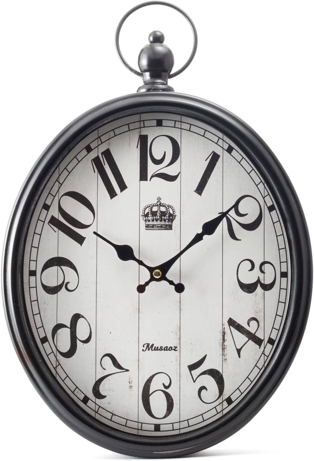 Battery Operated Farmhouse Black Wall Clock — 16" — Black