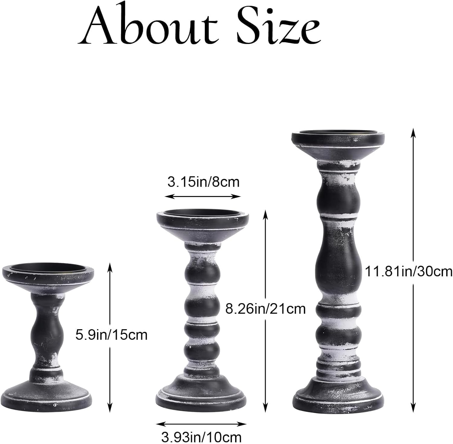 Farmhouse Black Pillar Candle — 5.9" - View 6