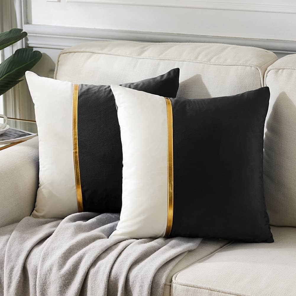 Velvet Luxe Black Throw Pillow Cover — 18" — 18" x 18" (Pack of 2)