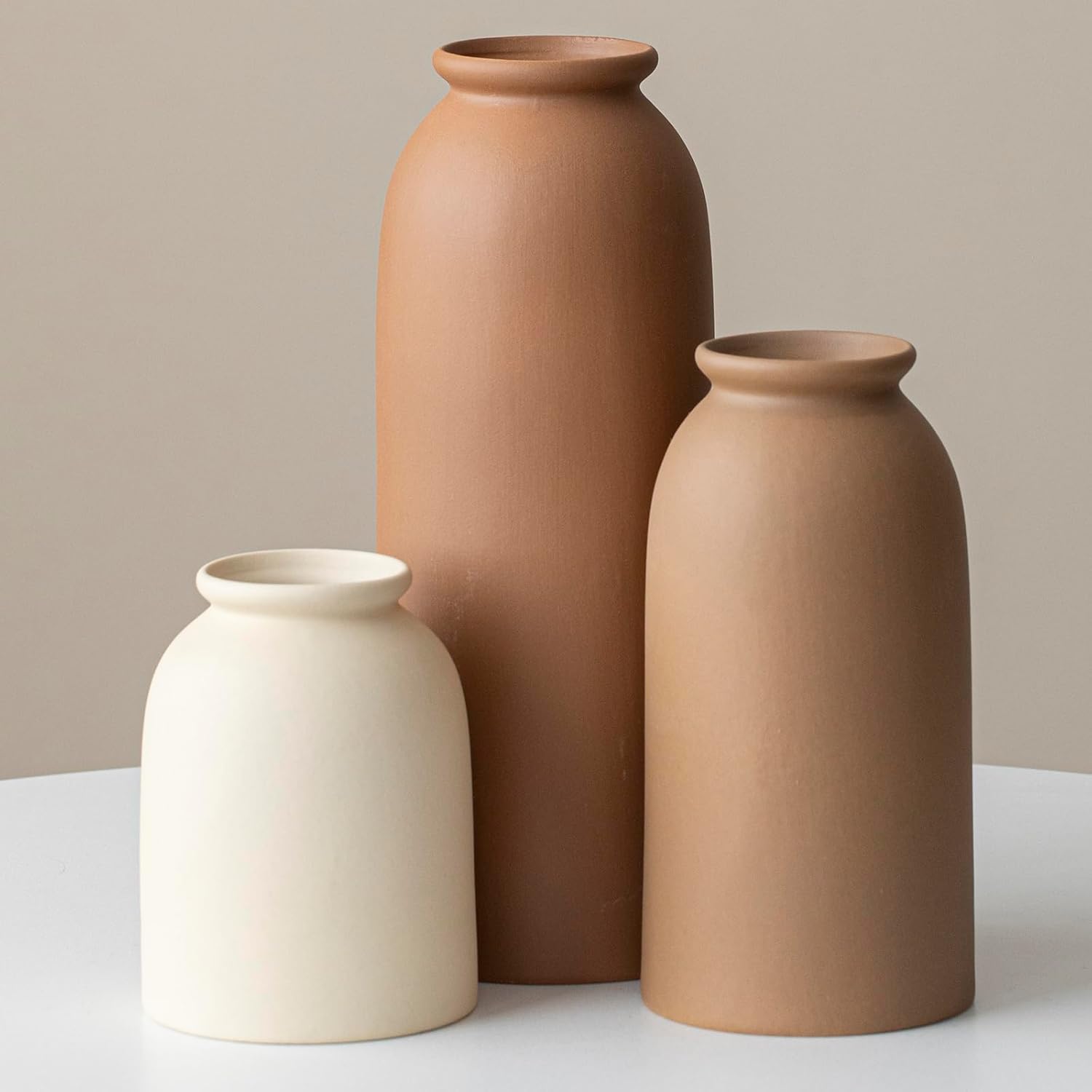 Boho Beige Vase Set — 4" — XL Coffee Mix