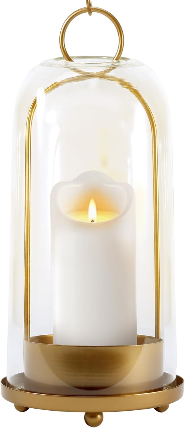 Vintage Farmhouse Gold Pillar Candle — Gold-large