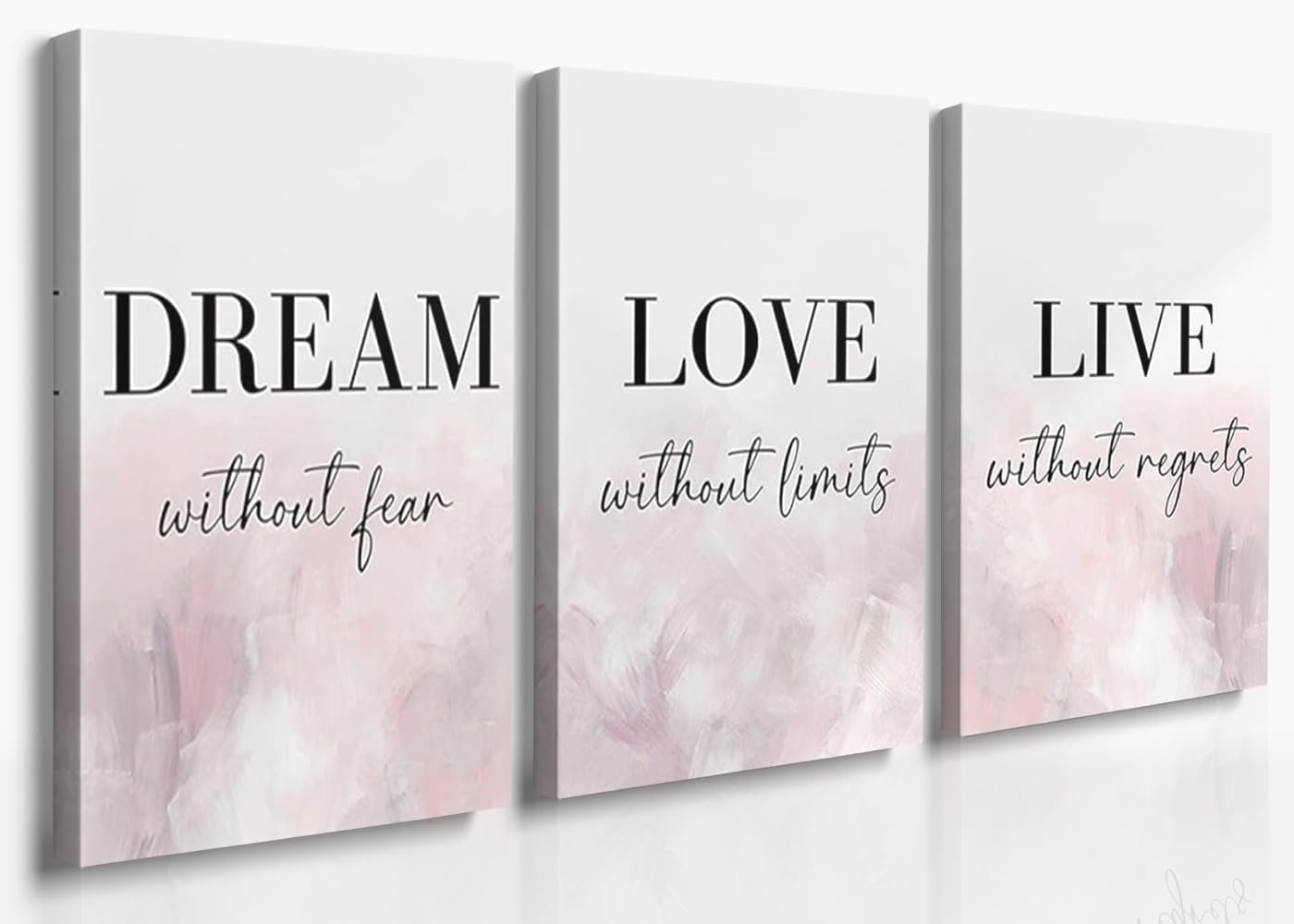 Framed Beige Wall Decor — 12" — White Pink Love Art