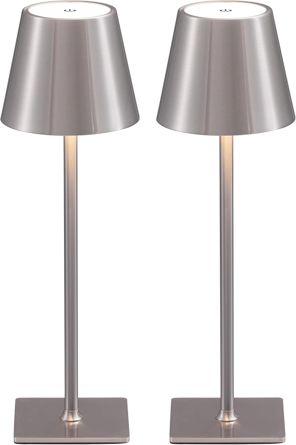 Cordless Black Desk Lamp — Electroplated Brushed Nickel-2