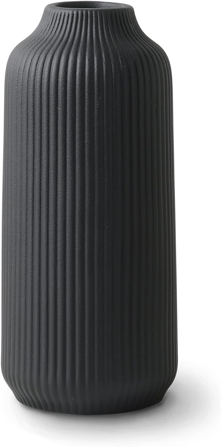 Boho Black Vase — 8" — Black