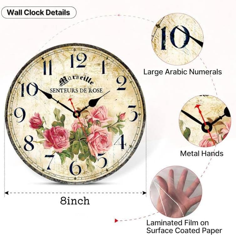 Battery Operated Pink Wall Clock — 8" - View 4